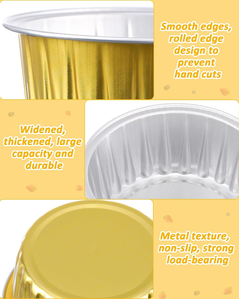 Patelai 300 Pcs Aluminum Foil Cups 4.2 oz Mini Creme Brulee Ramekins, Round