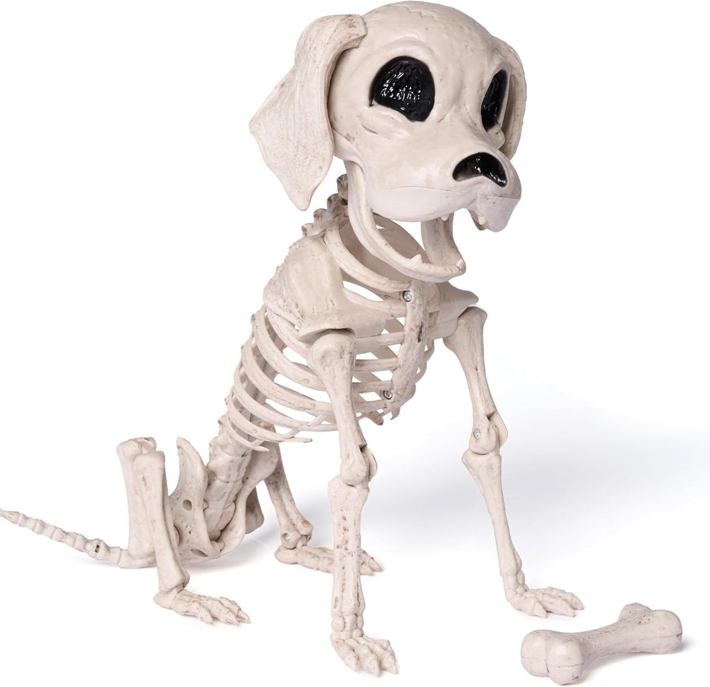 JOYIN Posable Halloween Dog Skeleton Full Body Posable Joints Realistic Skeleton Puppy with Movable Joints for Halloween Decoration, Graveyard Party Decor (9.8” X 4.7” X 12.6”)