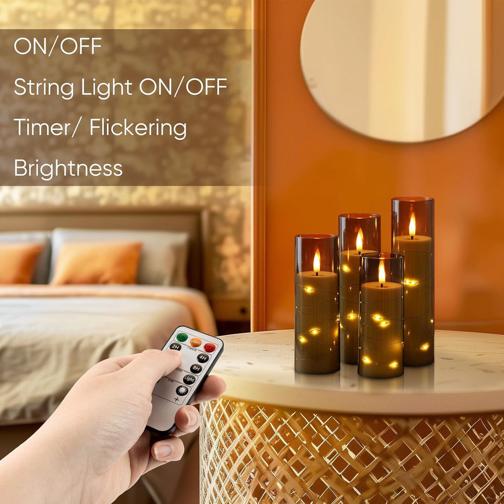 Homemory 12Pcs Flickering Flameless Candles with Remote, LED Pillar Candles