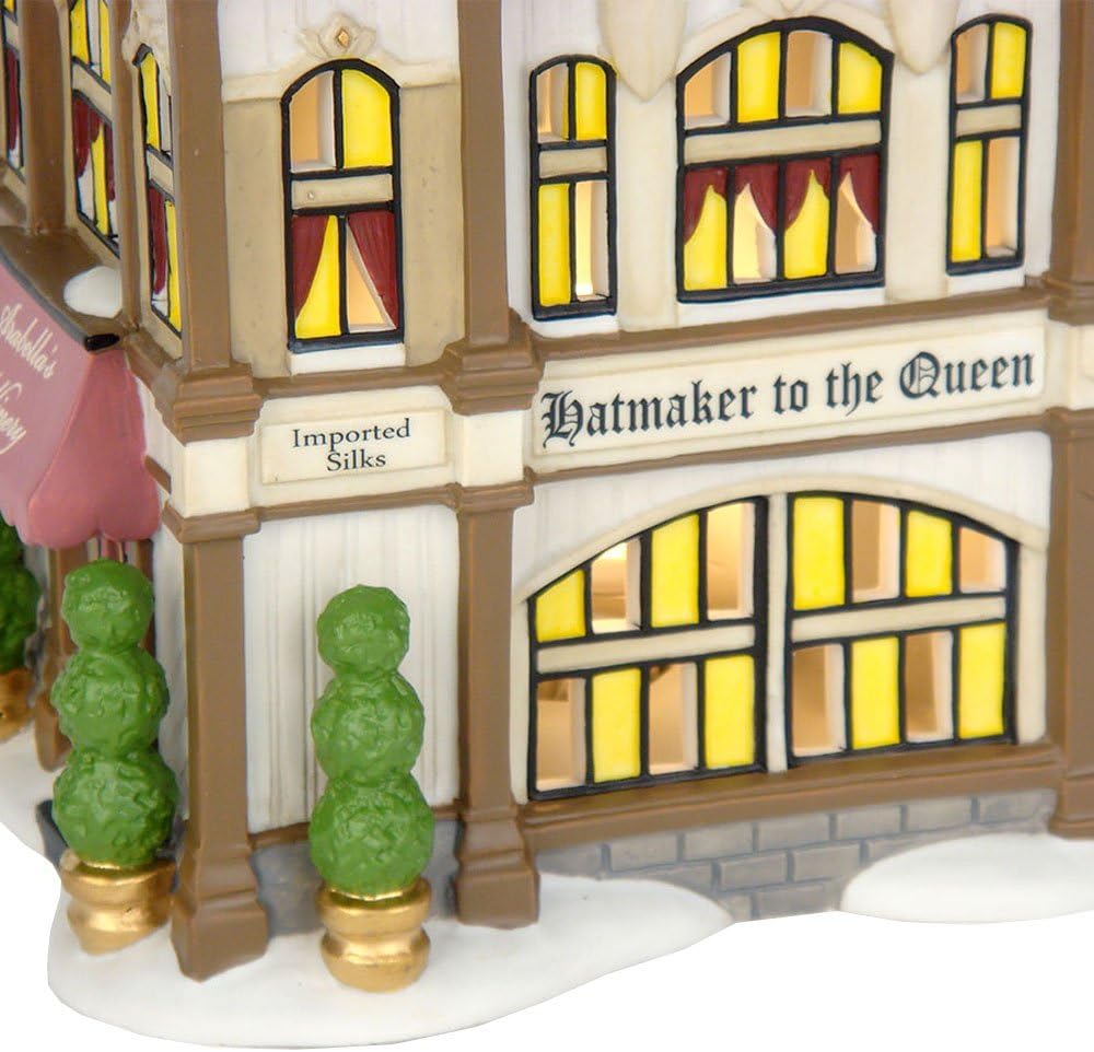 department 56 dickens' village arabella's millinery lit house shown in use