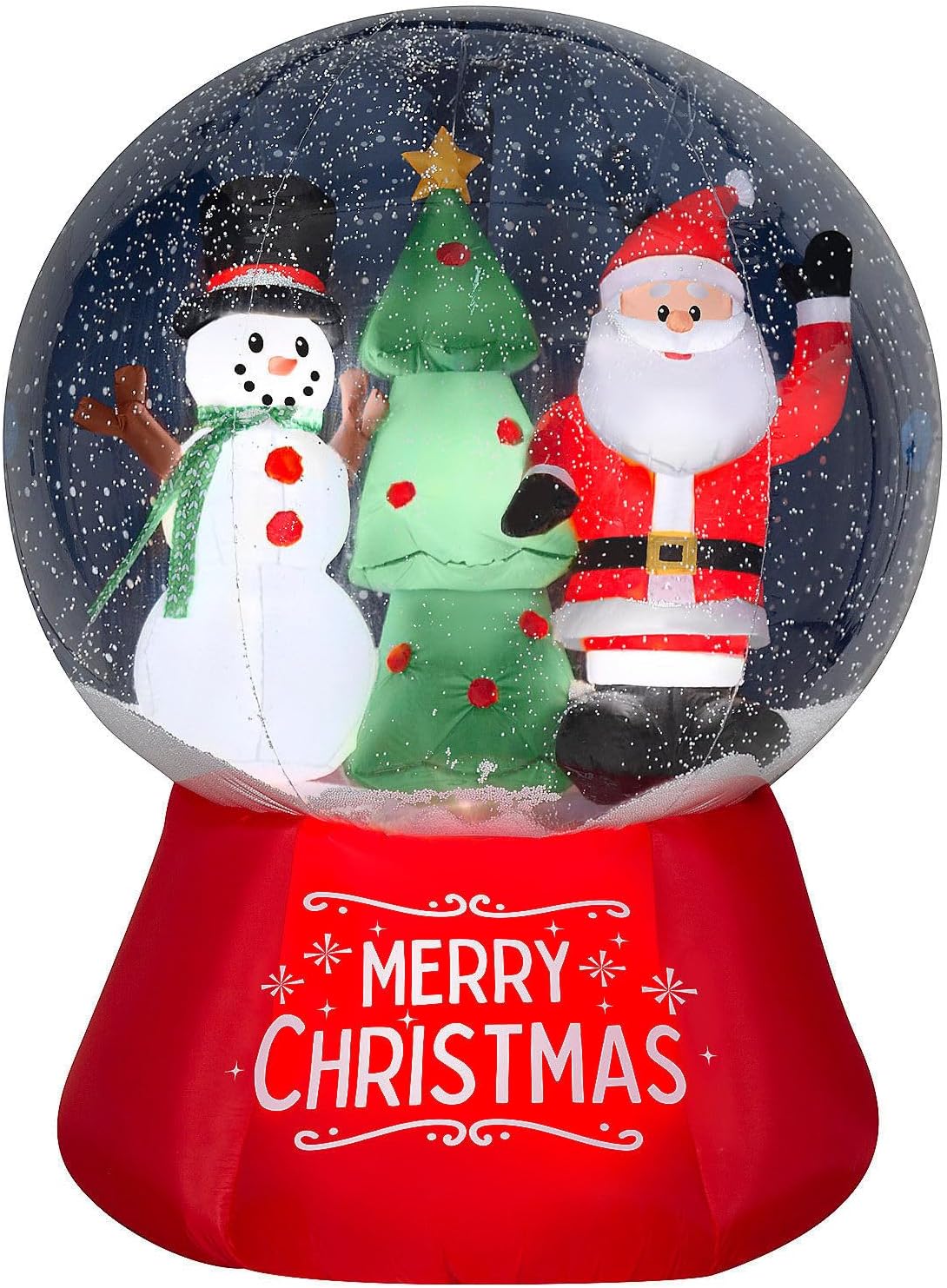6 ft. airblown® santa & snowman snow globe shown in use
