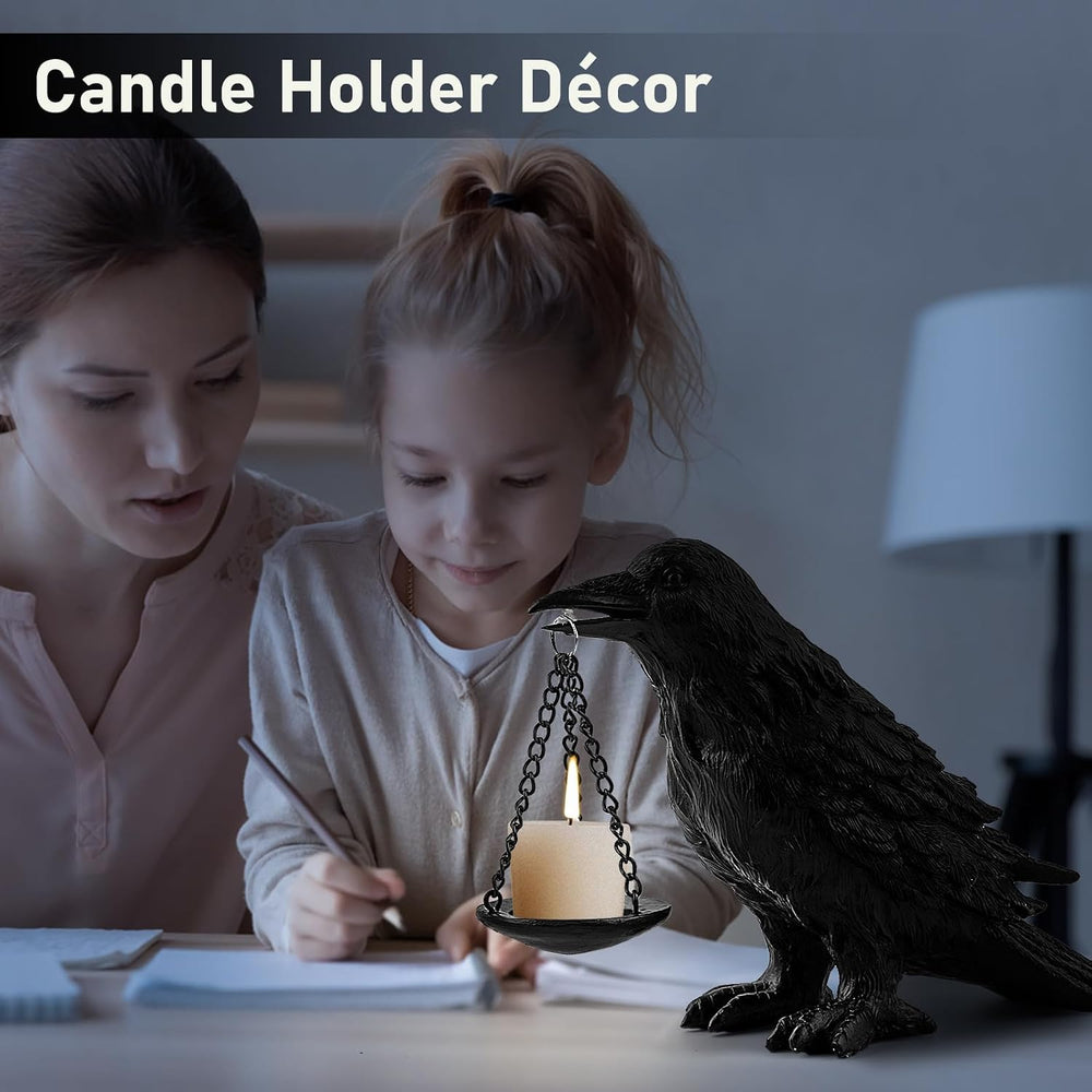 Gothic Crow Lamp with Tealight Candle Holder Resin Raven Decor Statue Gothic ...