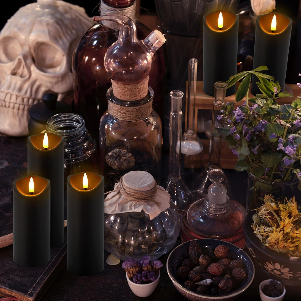24 Pack Black Halloween Decoration Flickering Flameless Candles(D2.2 xH 5&quo...