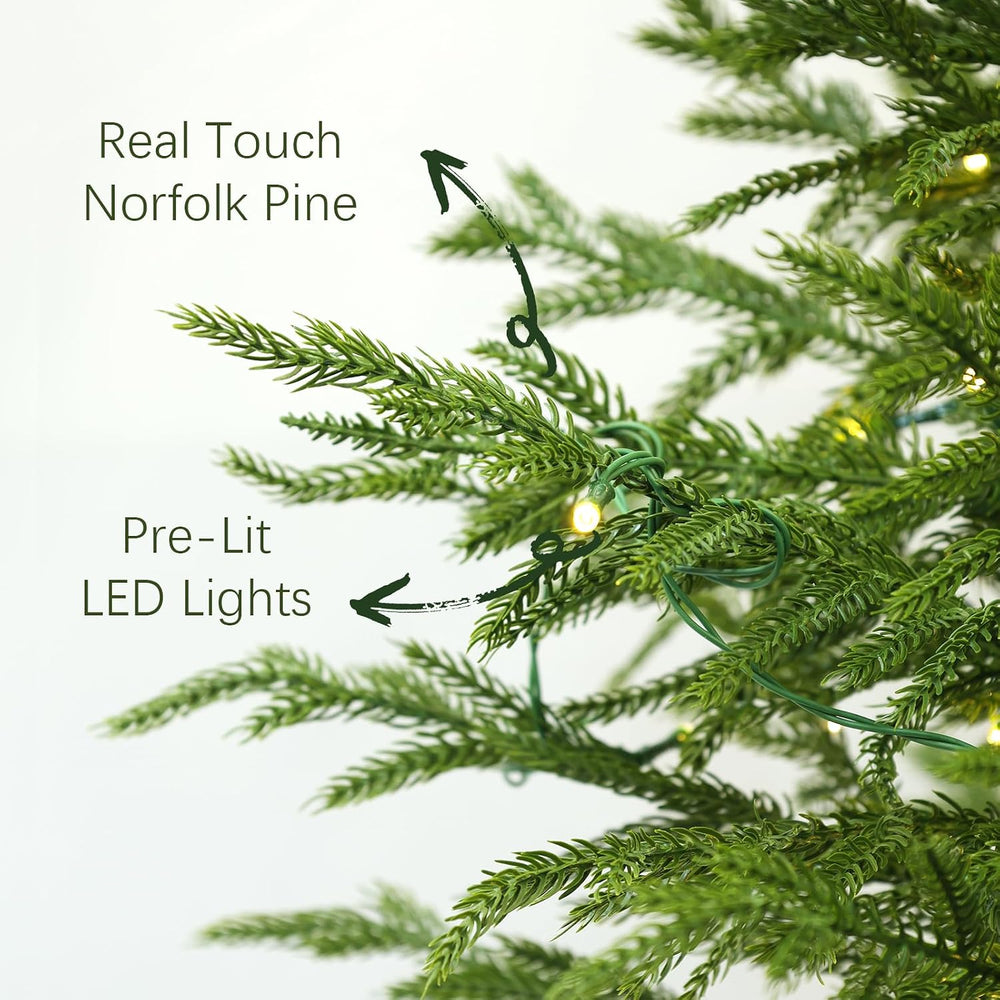 Christmas Decorations 2 Pack 3FT Pre-Lit Artificial Norfolk Pine Xmas Tree