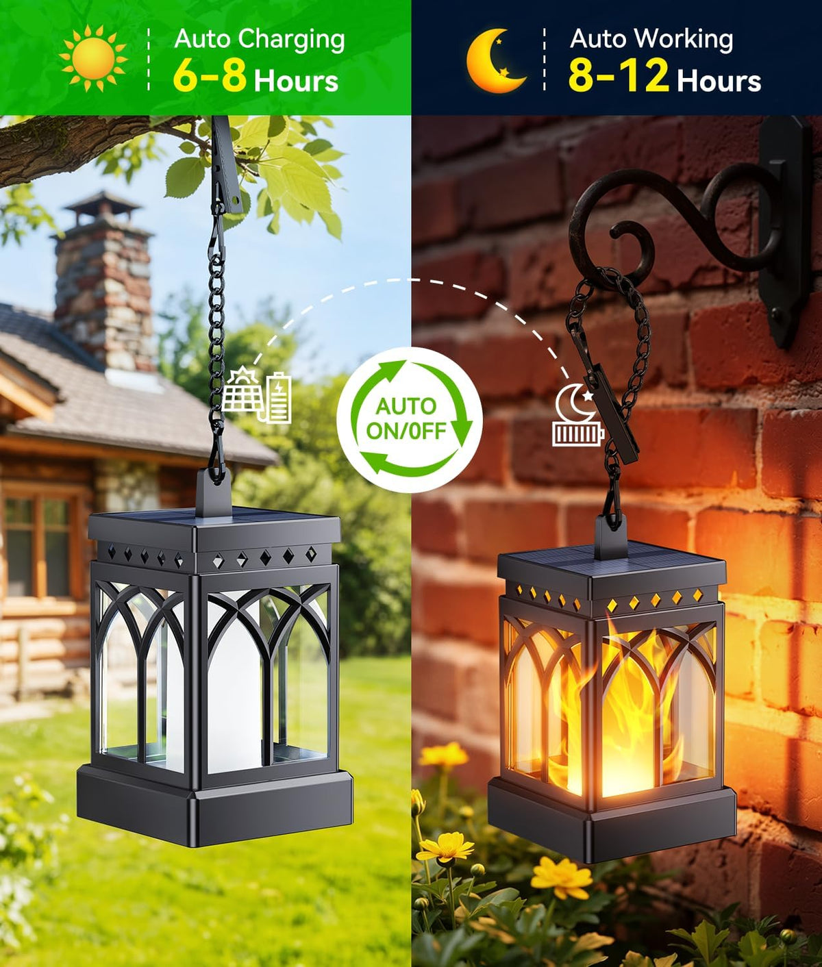kooper 6 pack solar lanterns outdoor waterproof, upgraded, front angle view