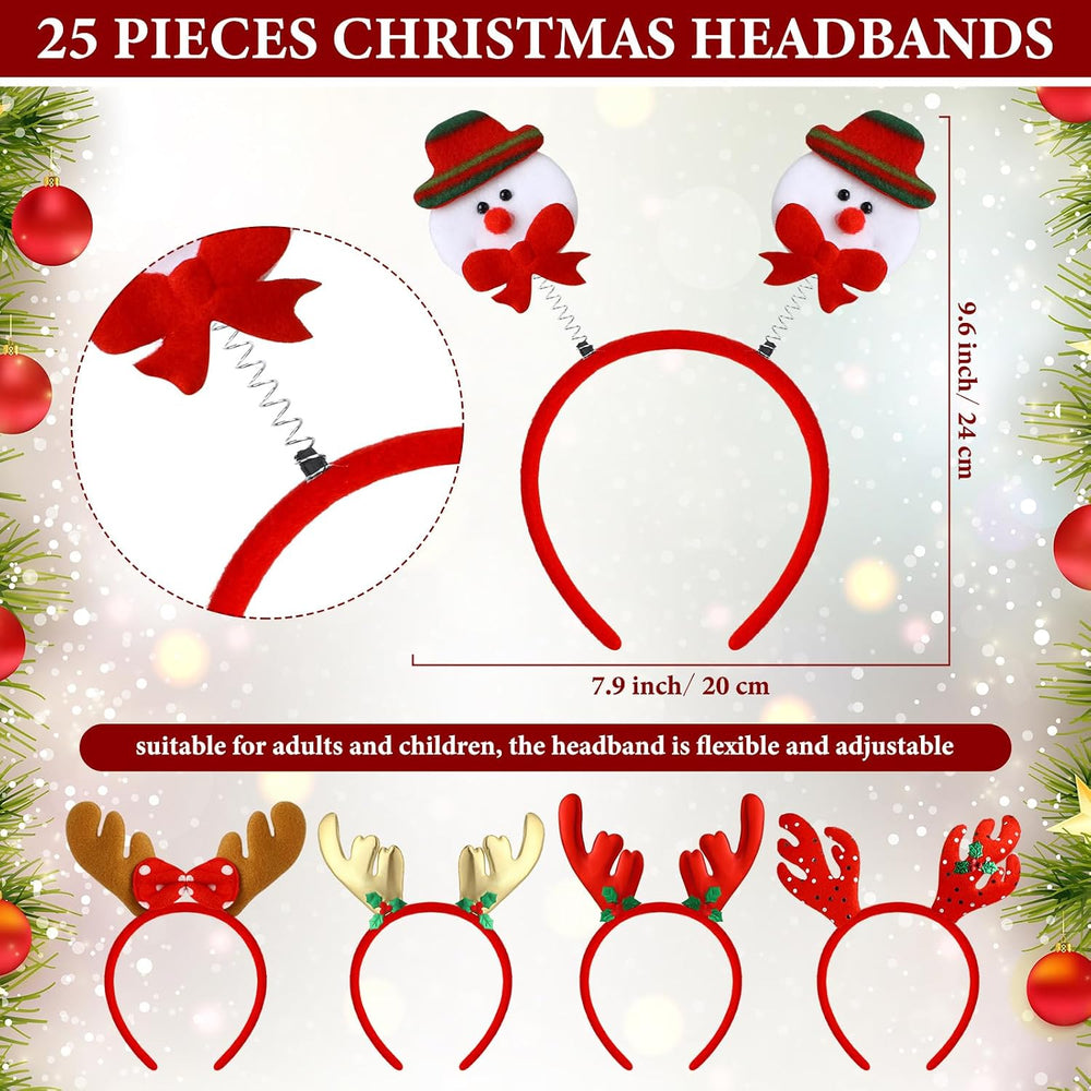 Lyrow 100 Pcs Christmas Headbands Xmas Party Costume Headbands Favors Tree/sn...
