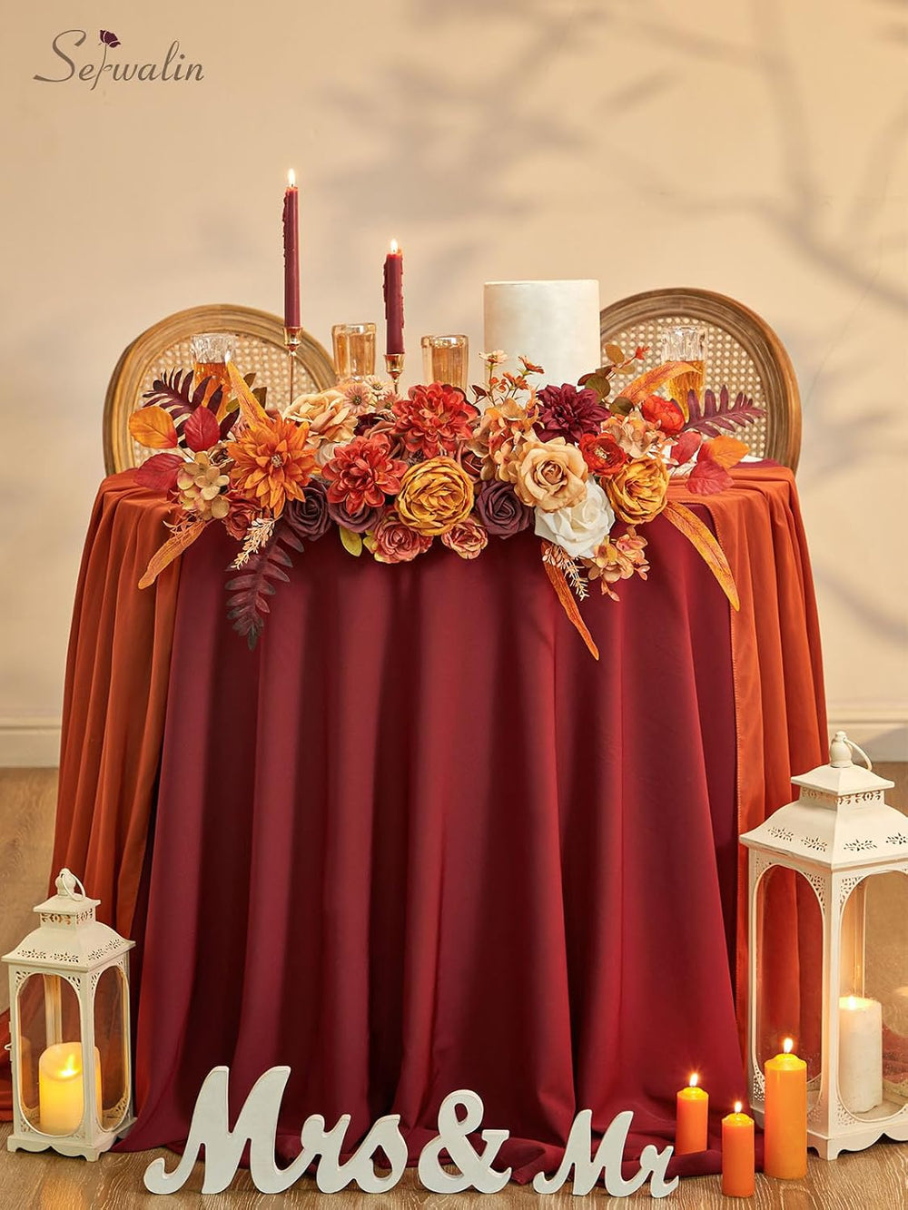 Artificial Fall Flowers Burnt Orange Silk Flowers for Wedding
