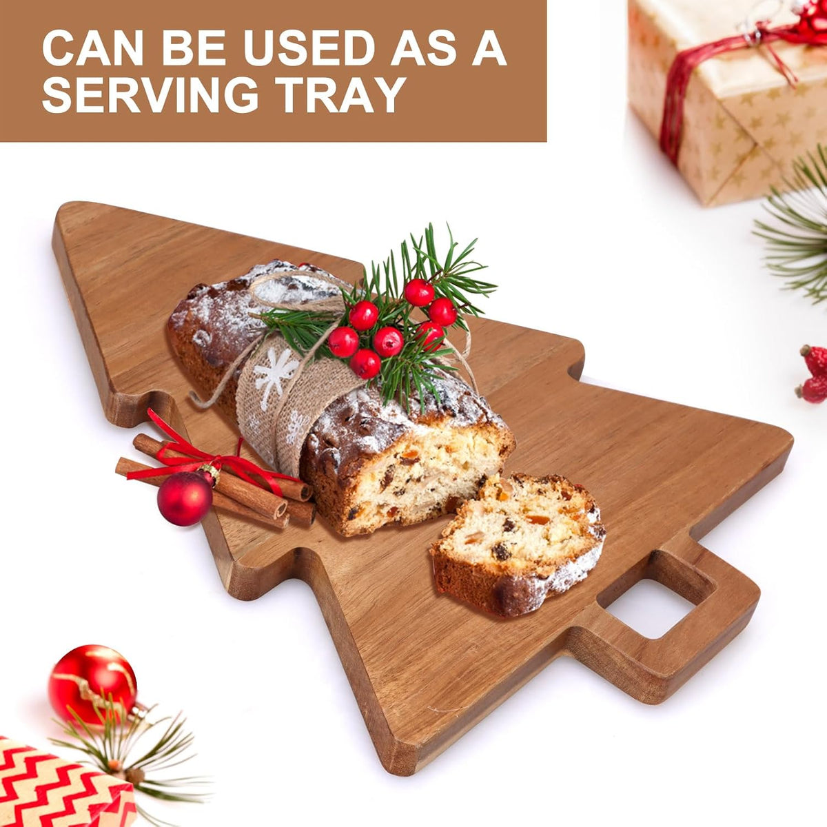wood charcuterie tree charcuterie cutting board holiday kitchen showing dimensions