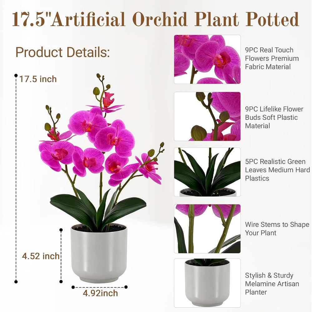 Faux Orchid 17.5” Tall Artificial Flower Indoor for Home Decor