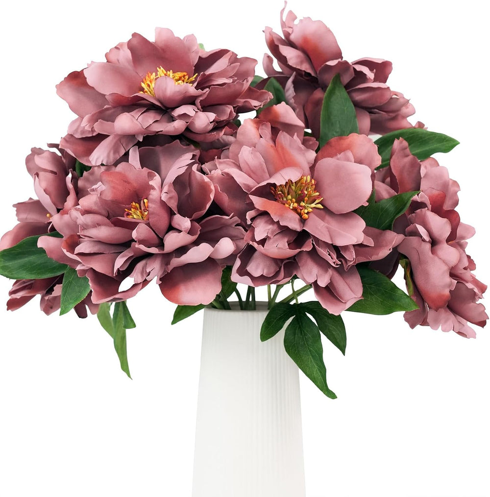 9Pcs Red Artificial Peony Flowers, Large Silk Flower Heads