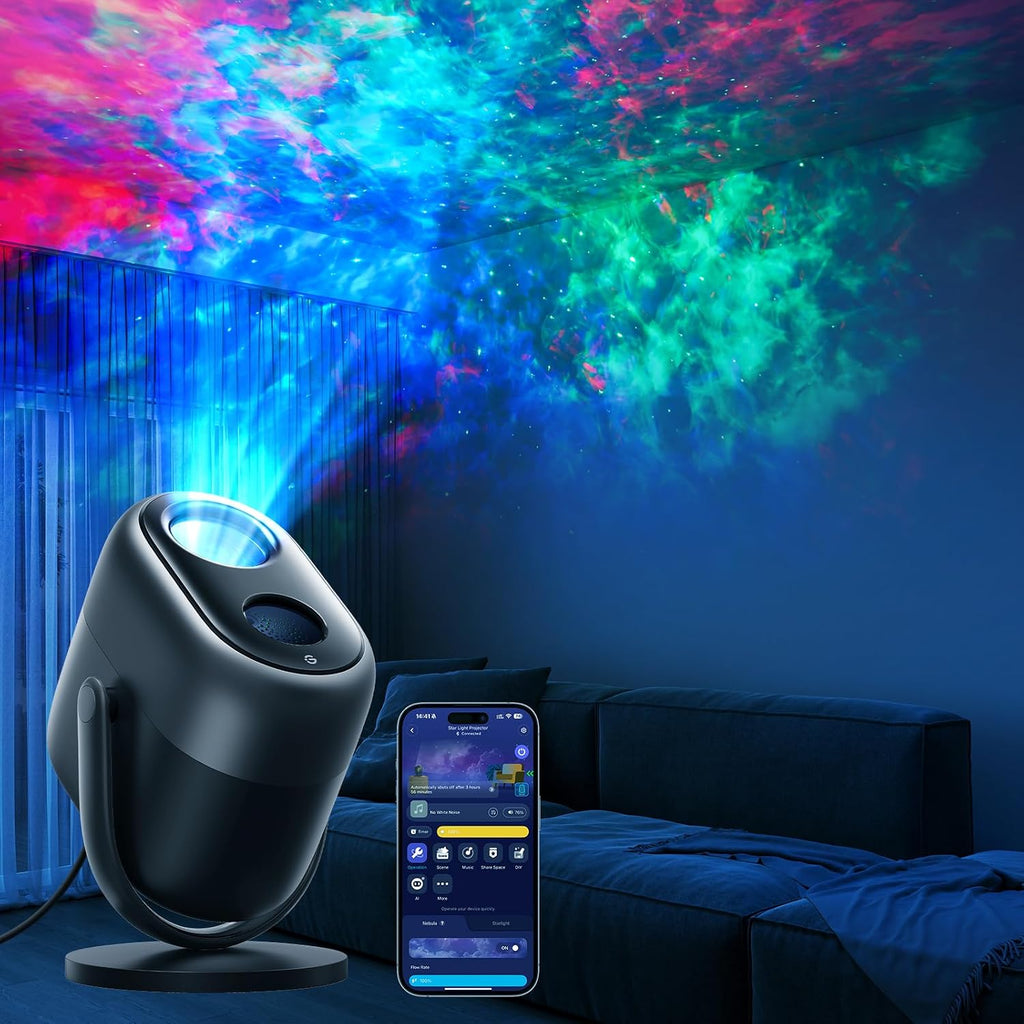 govee star projector lights, 7-zone nebula effect, compatible shown in use