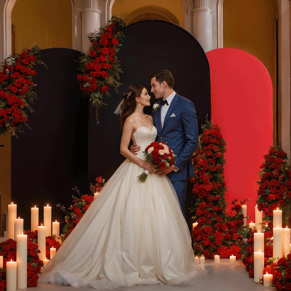 Arch Backdrop Cover Set of 3 Wedding Arch Covers Stretchy Backdrop Red Black ...
