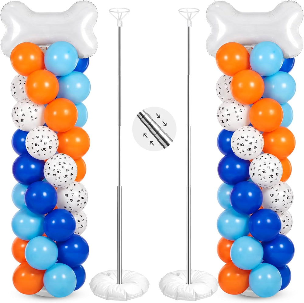 Jenaai 2 Set 163 Pcs Blue Dog Birthday Party Balloon Column Stand Kit