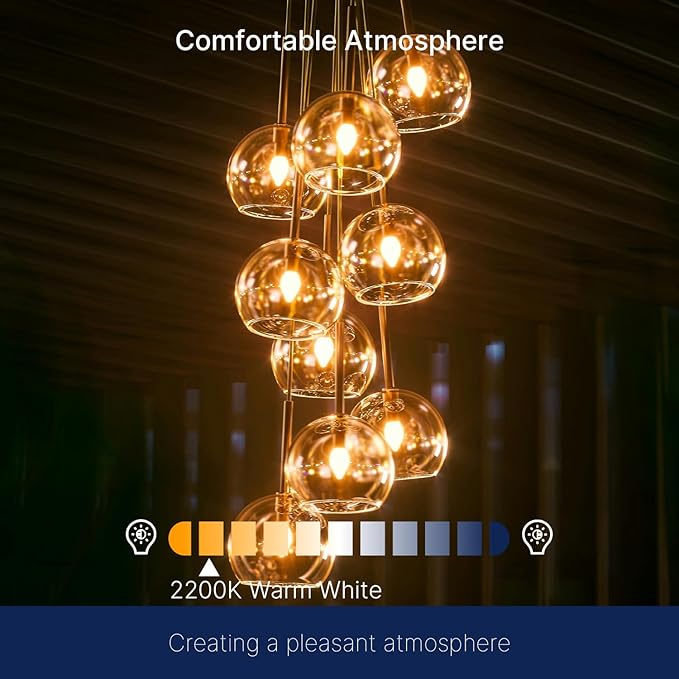 FLSNT Amber LED Candelabra Light Bulbs 40W Equivalent, B11 E12 LED Chandelier Bulbs, 2200K Warm White, Dimmable, 330LM, 24 Pack UL,CA65 Listed.