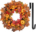 Thanksgiving Fall Wreath for Front Door 24 Inch Pumpkins Autumn Wreaths
