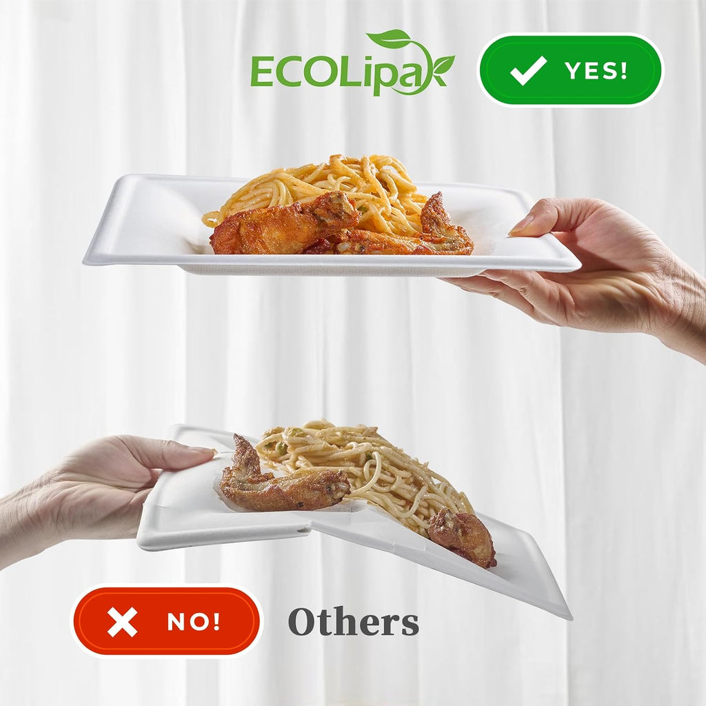ecolipak 6 inch compostable square paper plates, 300, package contents