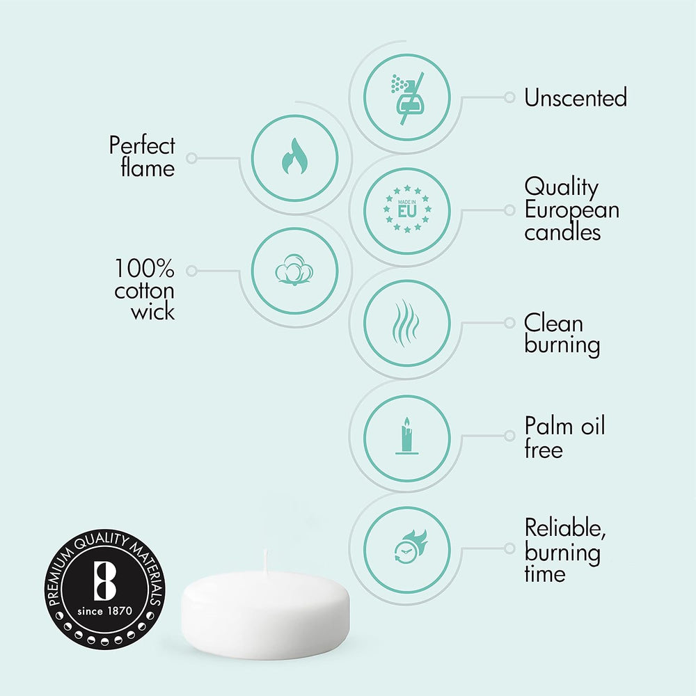 BOLSIUS 3 Inch White Floating Candles - 24 Count Unscented - Premium European...
