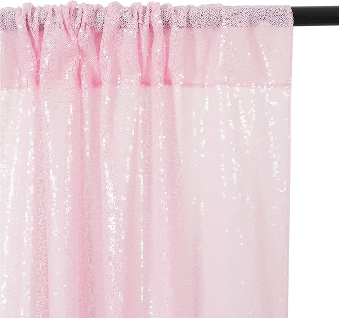 Poise3EHome Pink Sequin Backdrop,8FT x 10FT Sequin Photography Backdrop Curtain for Party Decoration