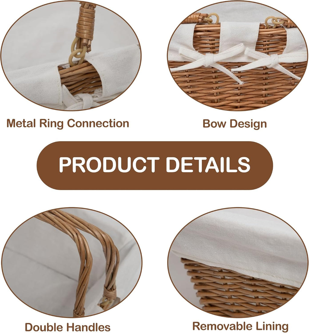 rectangular wicker storage basket with handle & removable on a desk or shelf