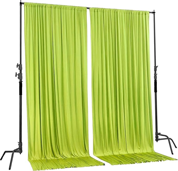 AK TRADING CO. 10 feet x 8 feet Polyester Backdrop Drapes Curtains Panels with Rod Pockets - Wedding Ceremony Party Home Window Decorations - Light Green, 2 Pack