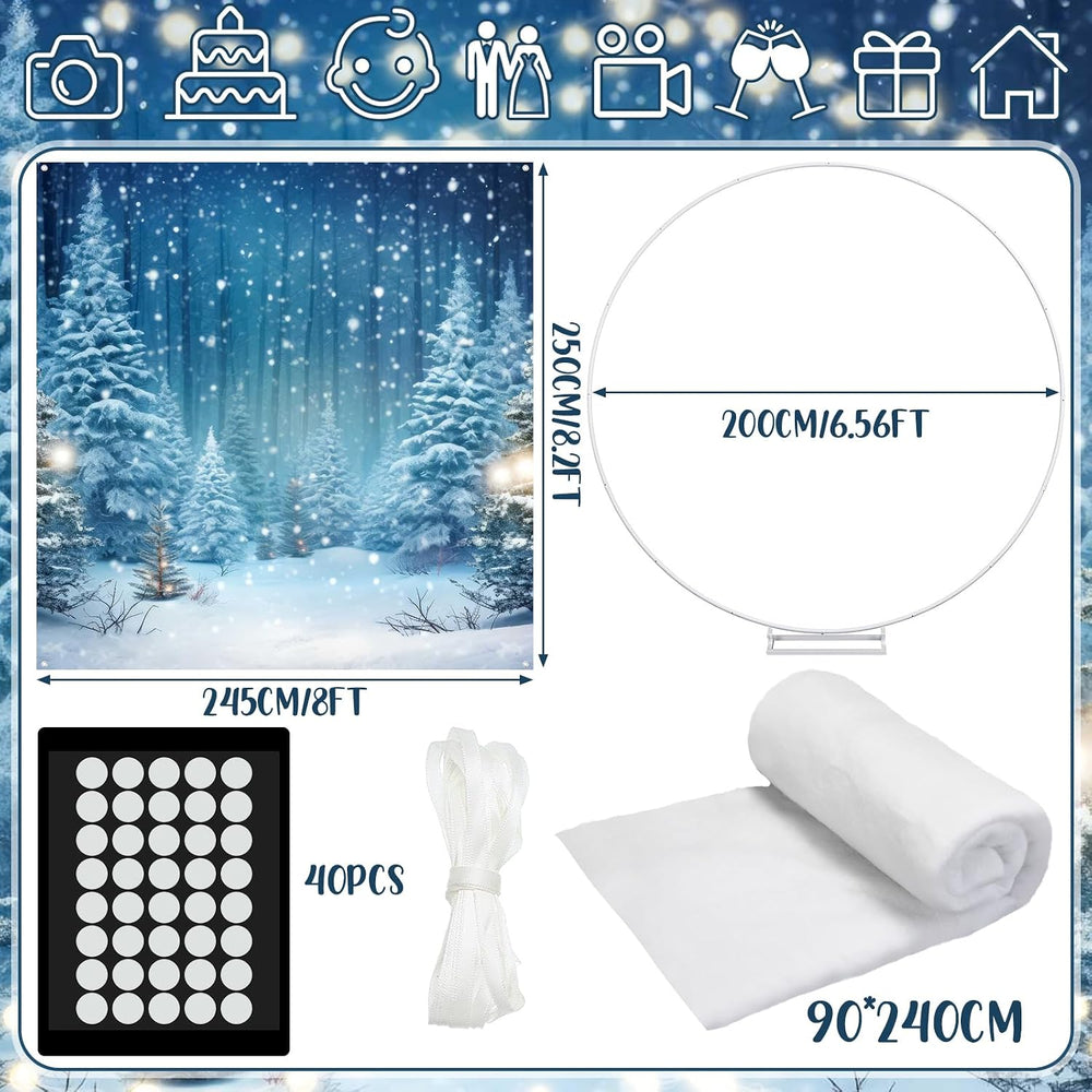 SmoothNovelty Giant Snow Globe Photo Booth Backdrop Winter Scene Wonderland