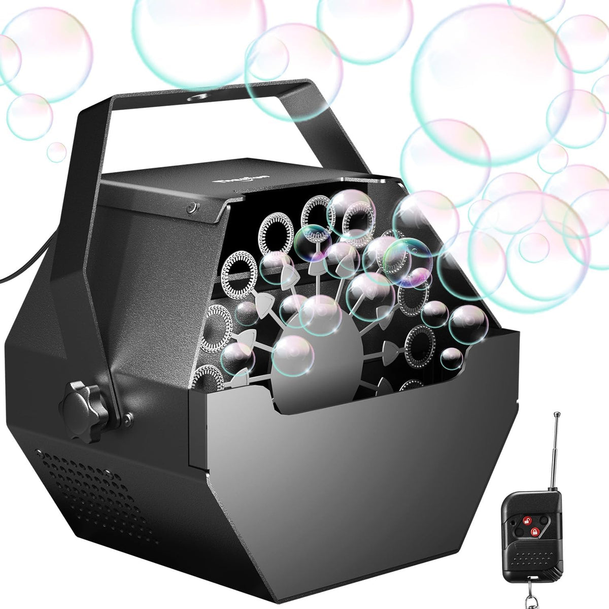 Theefun Bubble Machine 750ML Remote Control Metal Bubble Blower Plug-in