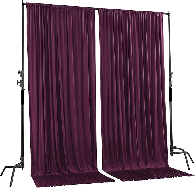 AK TRADING CO. 10 feet x 10 feet Eggplant Purple Polyester Backdrop Drapes Curtains Panels with Rod Pockets - Wedding Ceremony Party Home Window Decorations