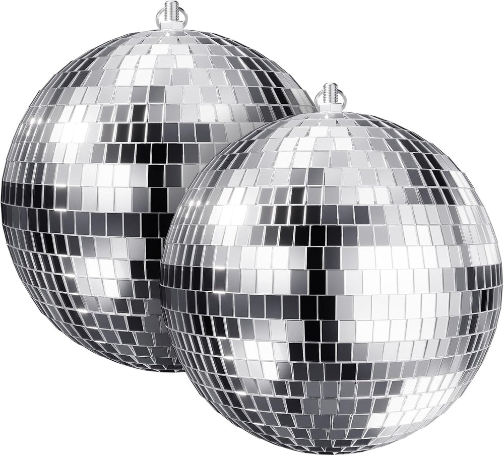 Youdepot 8-Inch Silver Disco Ball Mirror Ball 2-Pack