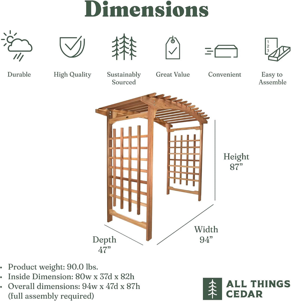 all things cedar 8-ft pagoda arbor garden arch, close-up detail