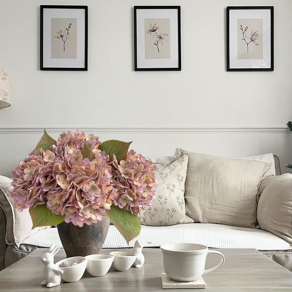 4Pcs Purple Vintage Boho Faux Hydrangea Flowers, 21" Real Touch Fall Art...