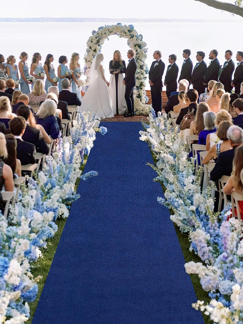 Navy Blue Runner 4.5FTx15FT - Velvet Aisle Runners for Christmas Wedding Cere...