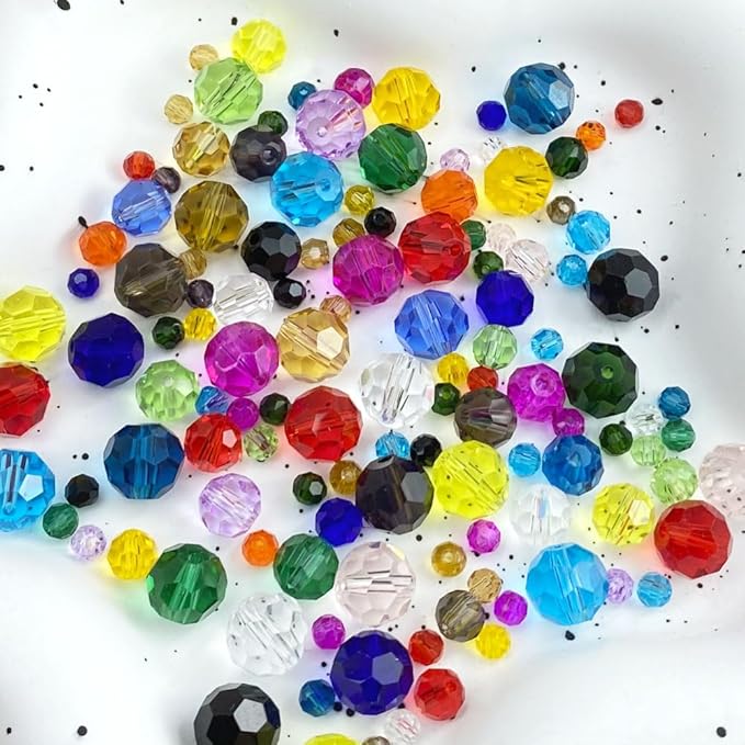 400 PCS 4mm Crystal Glass Beads Round Multiple Faceted Loose Spacer Glass Beads for DIY Handcrafte Bracelet Necklace Earring Jewelry Making(Light Green)