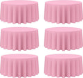 BRILLMAX 6 Pack Pink Round Tablecloths 132 Inch - Circle Bulk Linen Polyester Fabric Washable Table Cloth Cover for Wedding Reception Banquet Birthday Party Buffet Restaurant