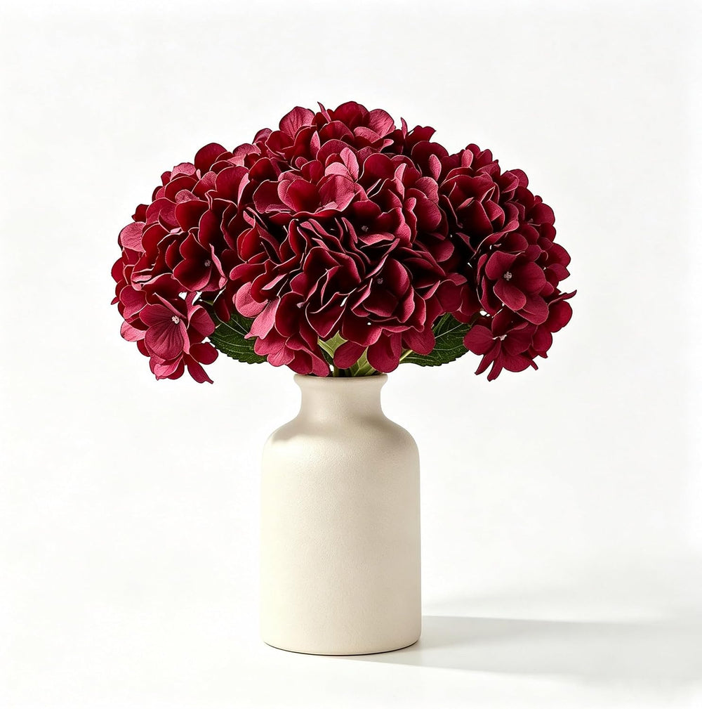 Artificial Hydrangea Flowers Set, 4Pcs 3D Printed Soft Rubber Blooms with Cer...