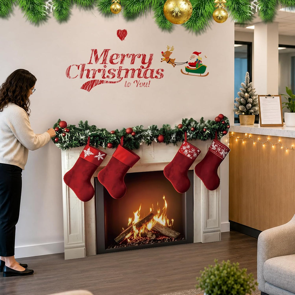 3.9 ft Christmas Fireplace Cardboard Cutout, Photo Prop Standee Sign