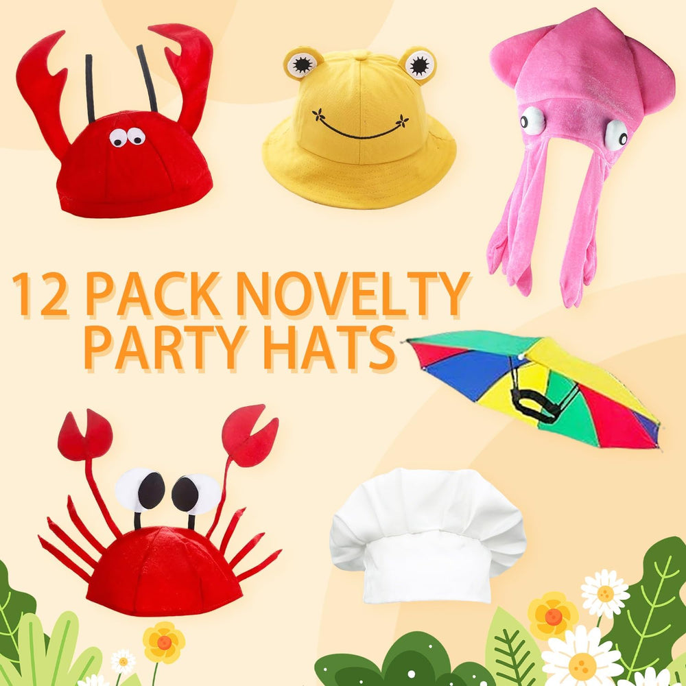 24 Funny Hats and Glasses For Photo Booth Props, 12 Assorted Crazy Party Hats...