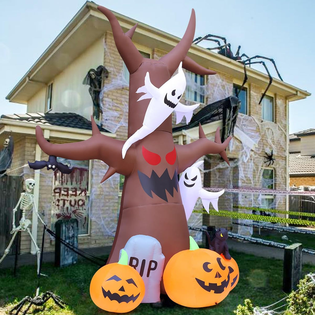 goosh 12 ft halloween inflatables tree outdoor decorations, side view