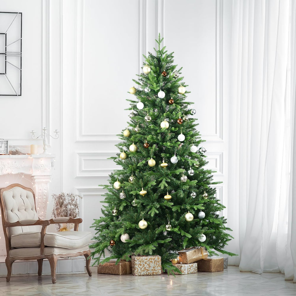 7FT Unlit Artificial Christmas Tree, 2272 PE/PVC Tips, Living Room