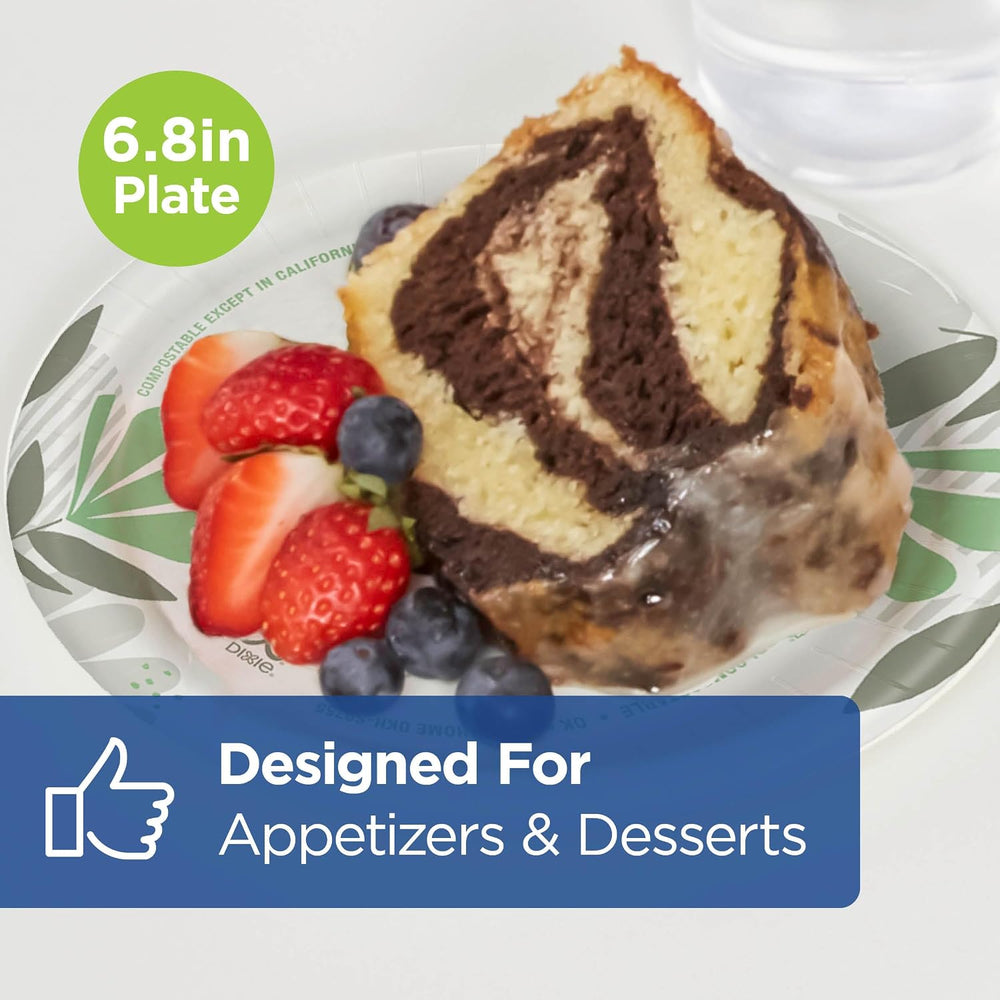 Dixie 6.8 Inch Medium-Weight Paper Plates By GP PRO, Pathways Botanical Desig...