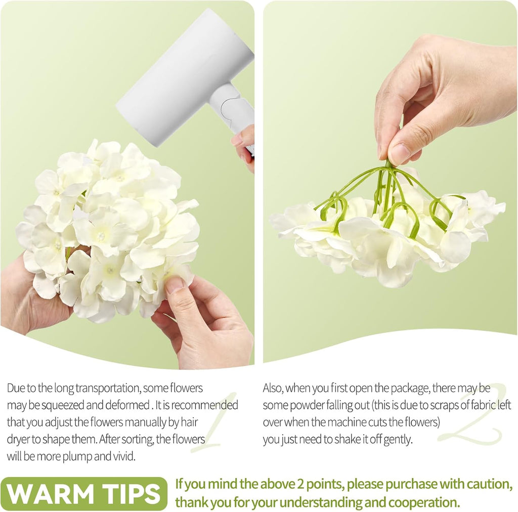 Pesonlook 100Pcs Ivory Hydrangeas Artificial Flowers,Wedding Centerpieces