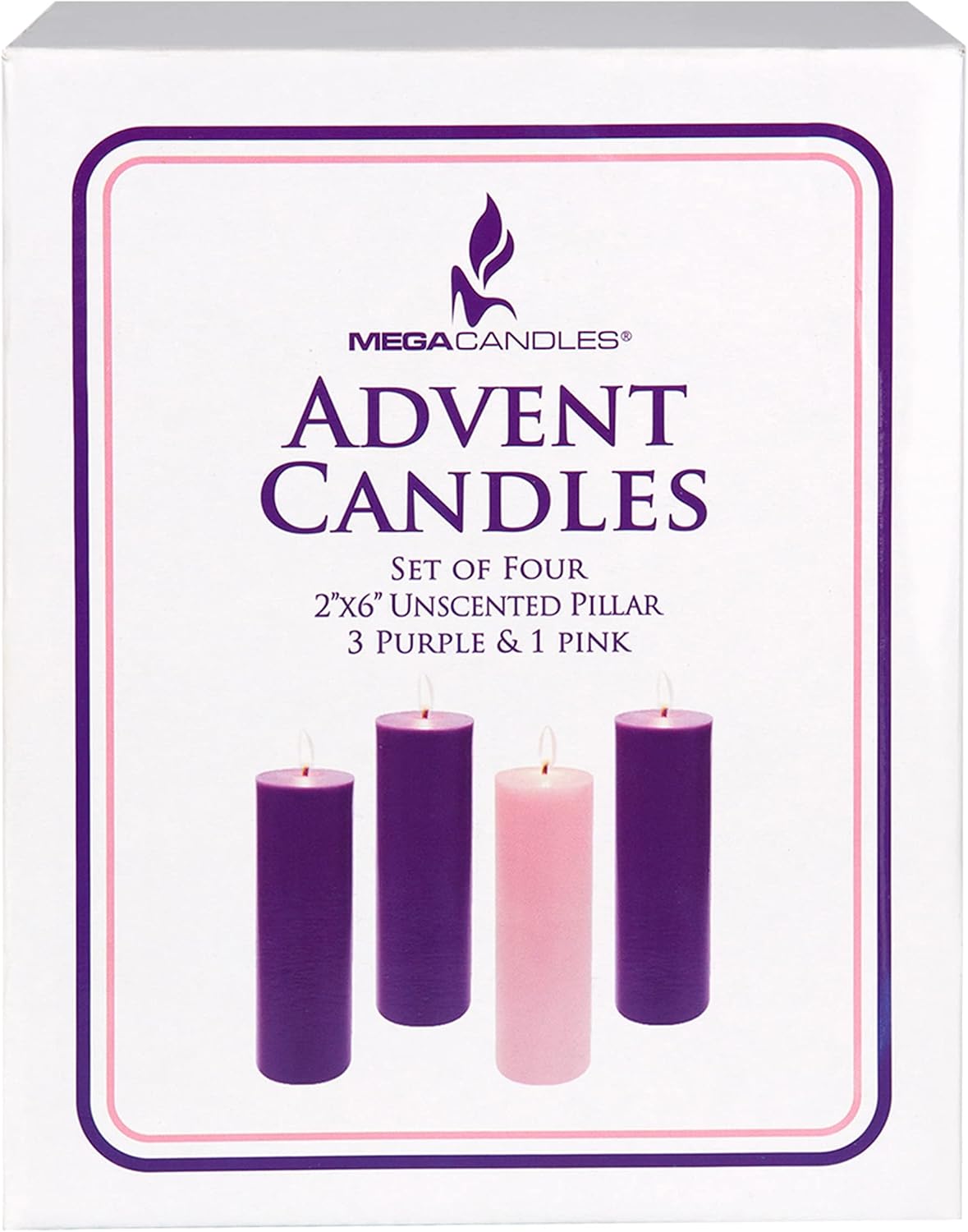 mega candles unscented christmas advent round pillar candle, side view
