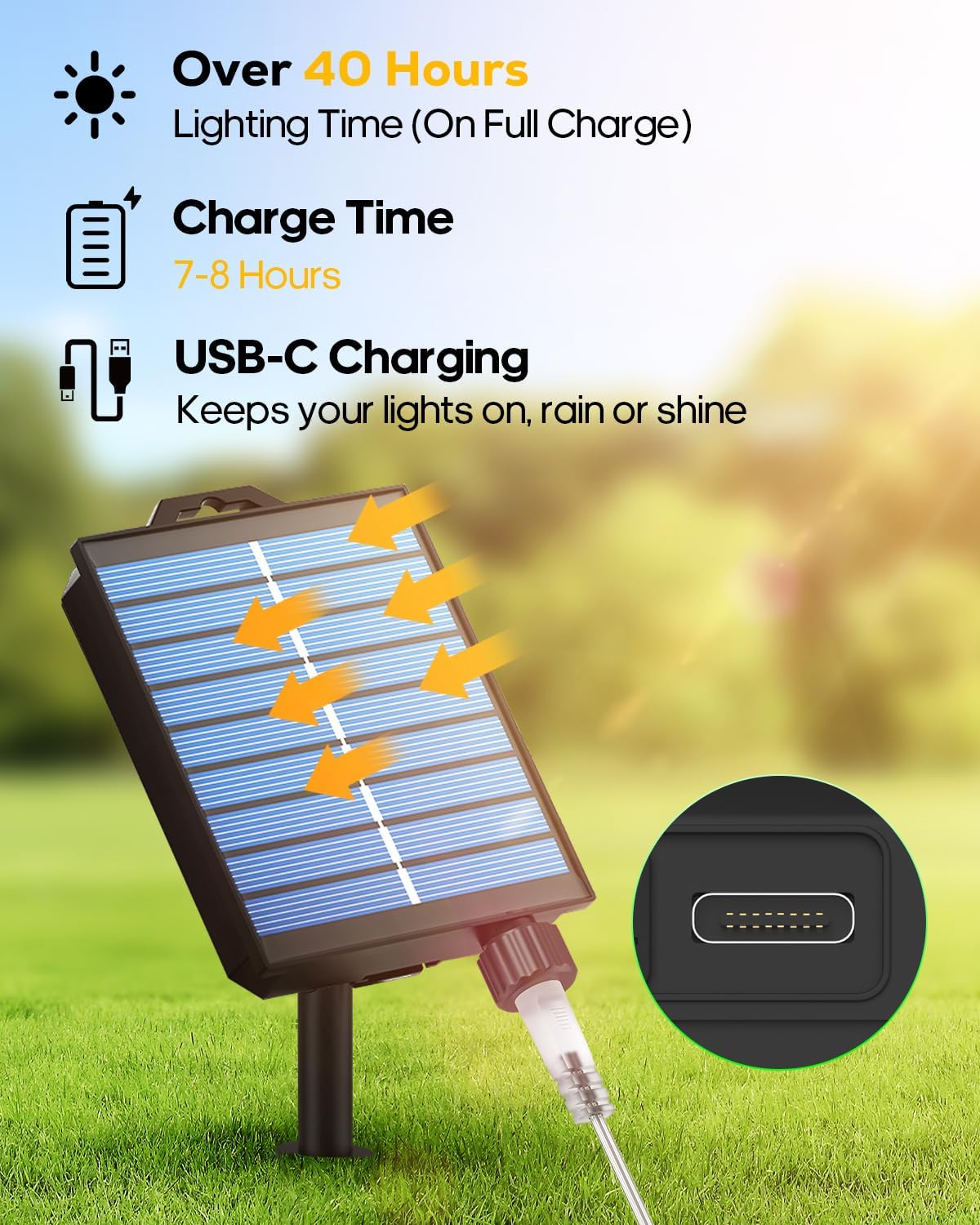 icrgb solar rope lights outdoor, 132ft 400 led shown in use