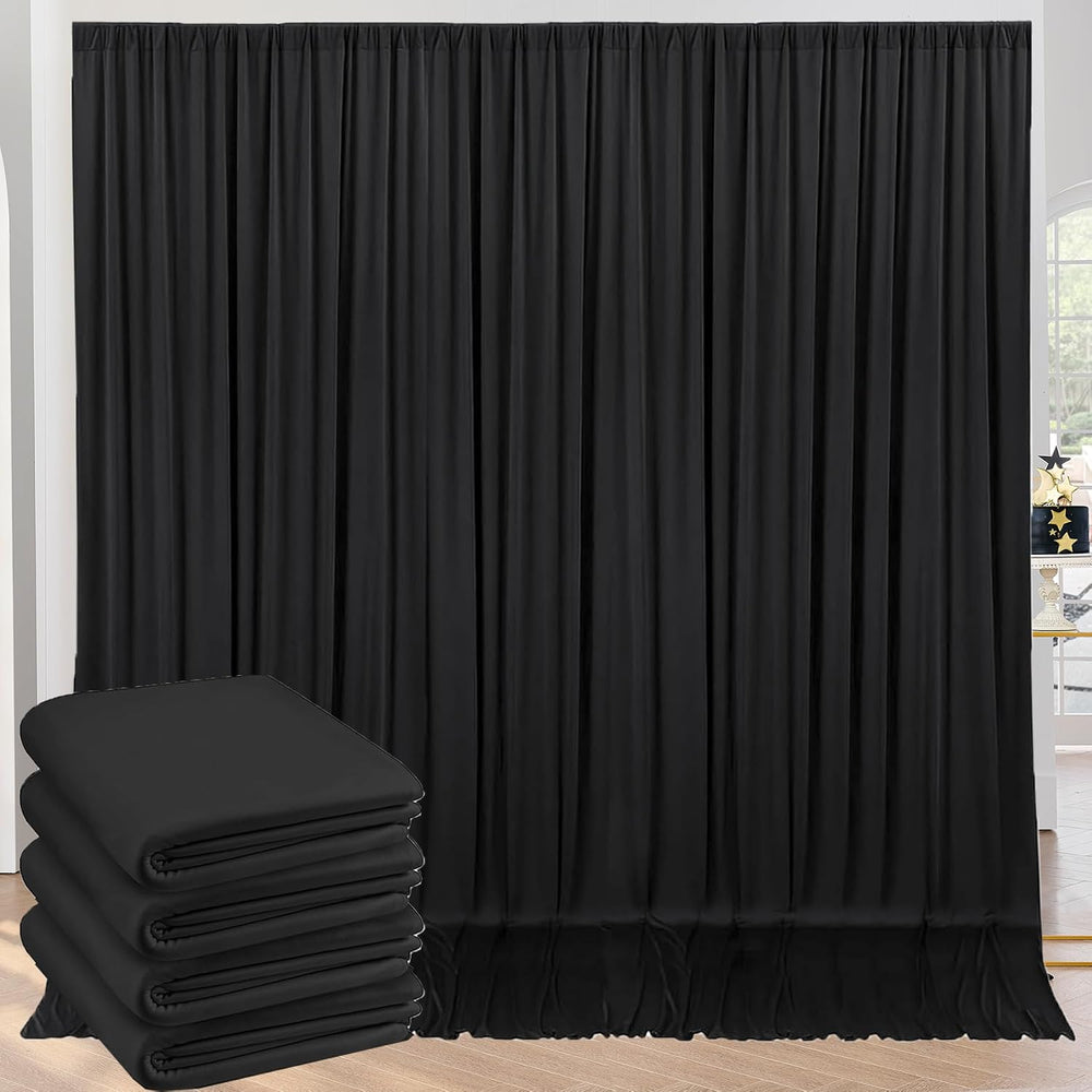 20ft x 10ft Wrinkle Free Black Backdrop Curtains for Parties, 4 Panels 5x10ft...