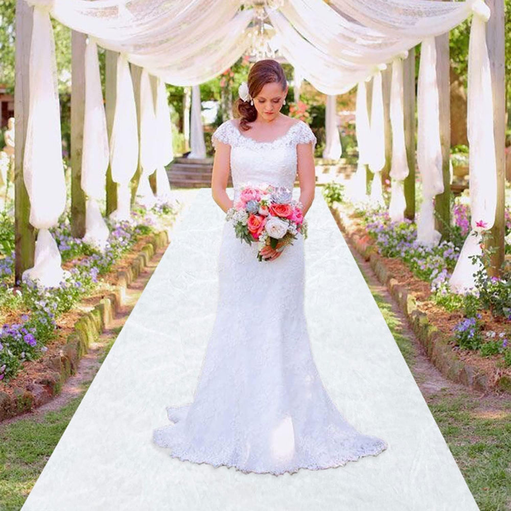 White Wedding Aisle Runner Outdoor Velvet Aisle Runner for Wedding Ceremony 4...
