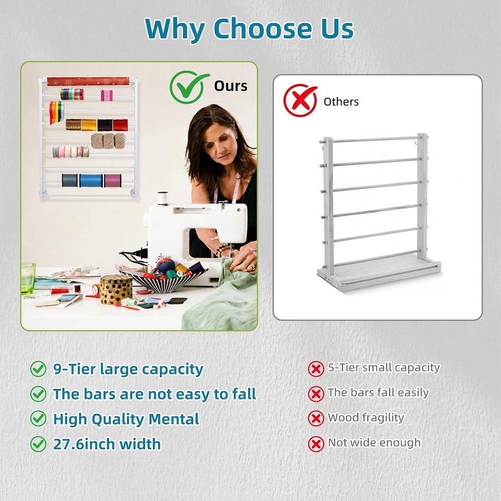 9 Tier Ribbon Storage Organizer, Wall Mounted Ribbon Holder,