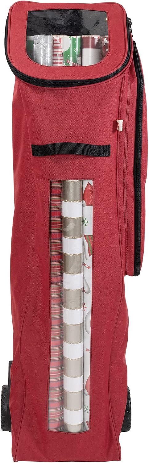 rolling gift wrapping paper storage containers, holds 12 shown in use