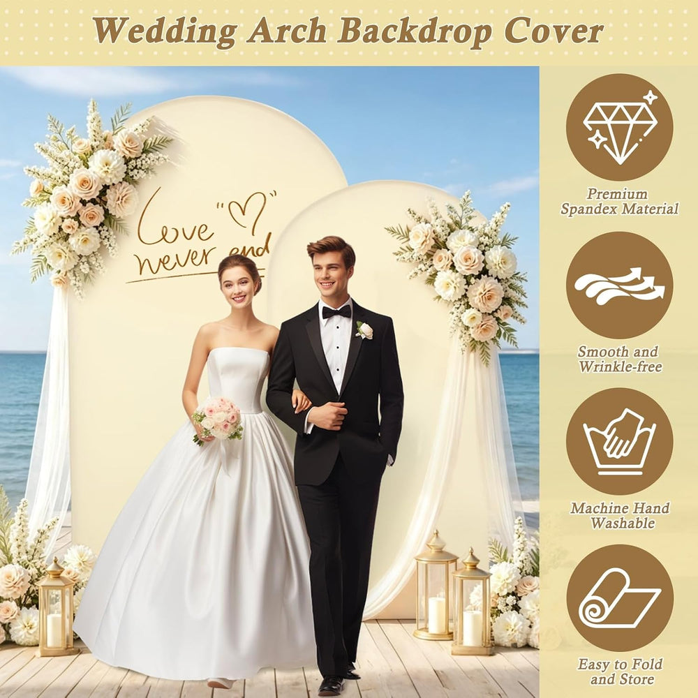 7.2FT, 6FT Beige Spandex Arch Backdrop Stand Covers Set of 2