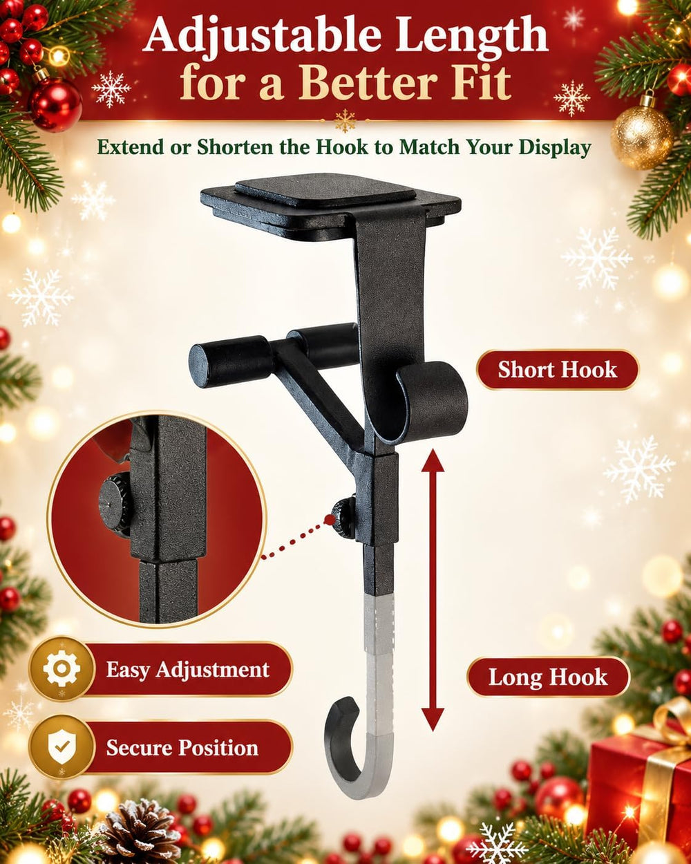 Fireplace Stocking and Garland Hanger Adjustable Heavy Duty