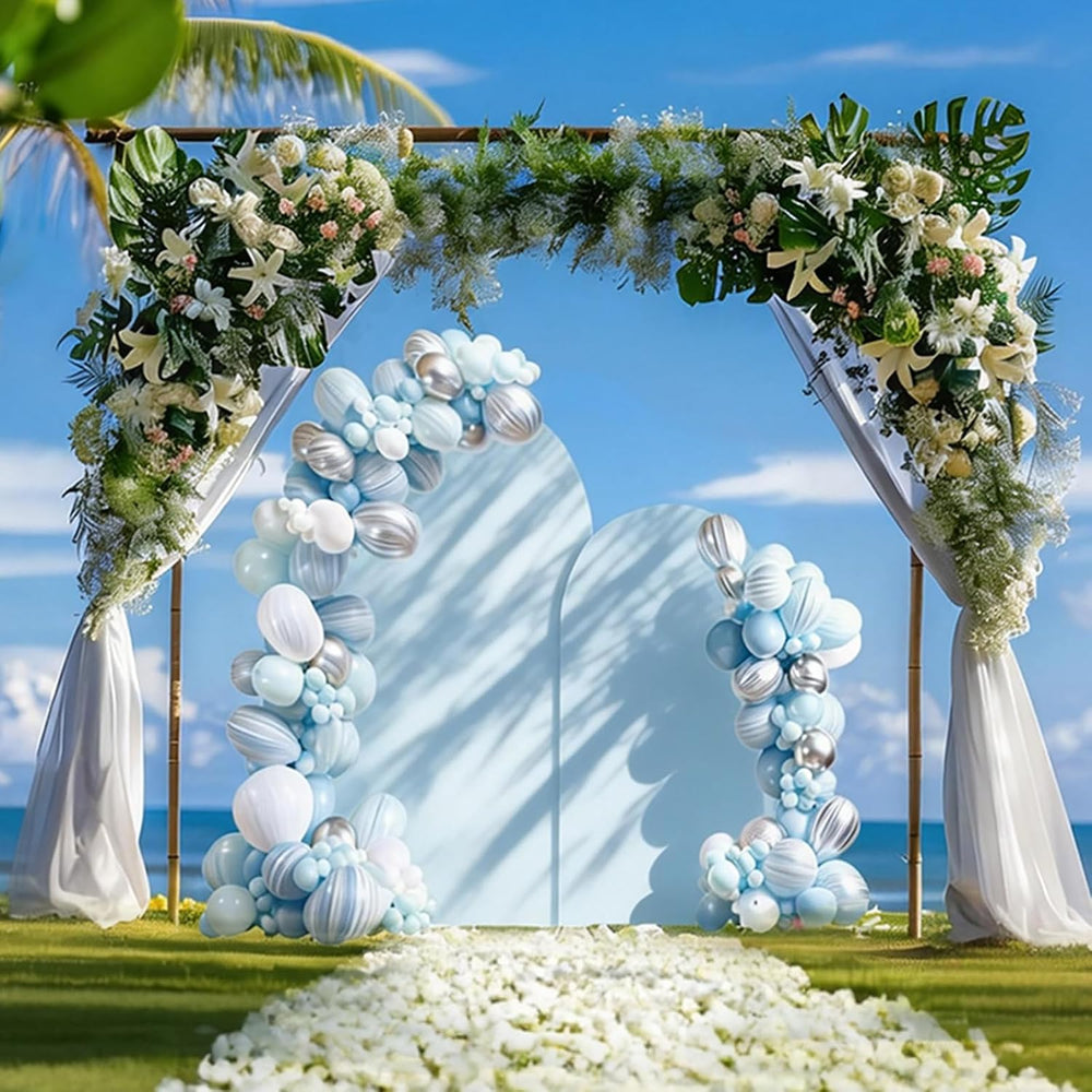 Wedding Arch Backdrop Stand Set of 2 With Blue Cover (7.2FT+6FT)