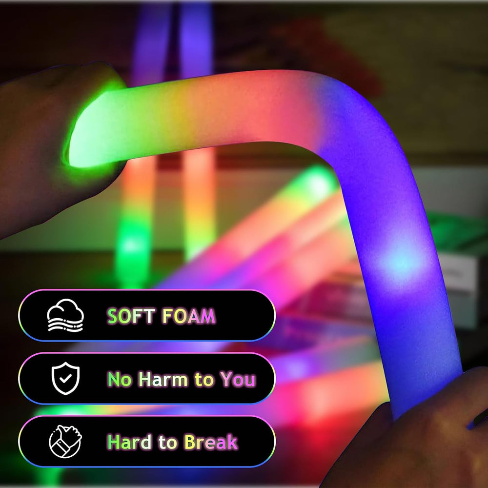 30pcs Foam Light up Sticks Bulk, Glow in the Dark Party Supplies with 3 Flash...